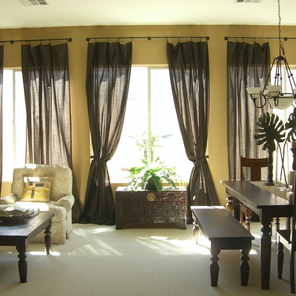 IKEA Brown Linen Curtains - Picture 1 of 6